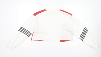 Rude Company Women's Red & White Cropped Pullover Sweatshirt One Size