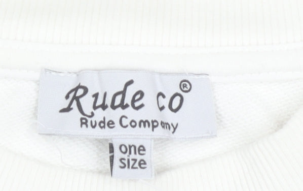 Rude Company Women's Red & White Cropped Pullover Sweatshirt One Size