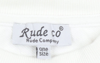 Rude Company Women's Red & White Cropped Pullover Sweatshirt One Size