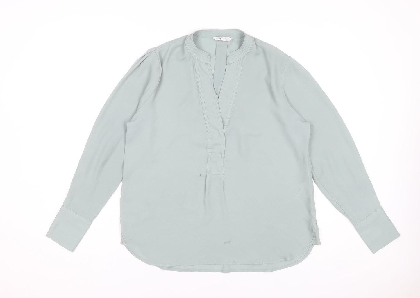 Next Women's Green Polyester Long Sleeve V-Neck Blouse Size 12