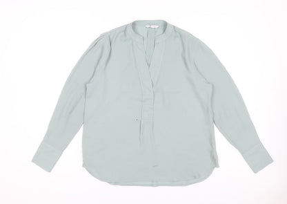 Next Women's Green Polyester Long Sleeve V-Neck Blouse Size 12
