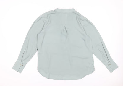 Next Women's Green Polyester Long Sleeve V-Neck Blouse Size 12