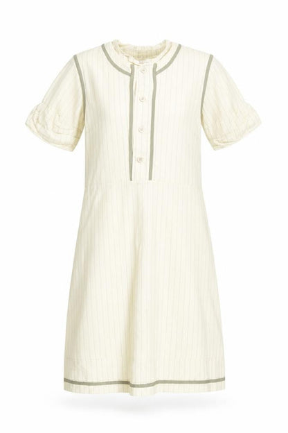 Just In Case Women Ivory Stripe Shift Dress Size 10 Short Sleeve