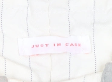 Just In Case Women Ivory Stripe Shift Dress Size 10 Short Sleeve