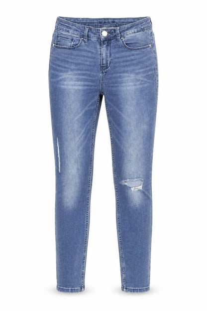 Vila Women Blue Slim Jeans Size 12 Distressed Denim Mid Rise