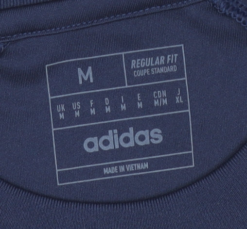 Adidas Men's Blue Regular Fit Colourblock Sports T-Shirt M