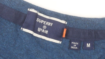 Superdry Men's Blue Cotton Crew Neck Short Sleeve T-Shirt Size M