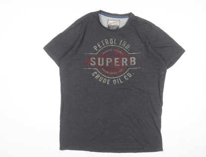 Petrol Industries Men's Grey XL Graphic Retro Crew Neck T-Shirt