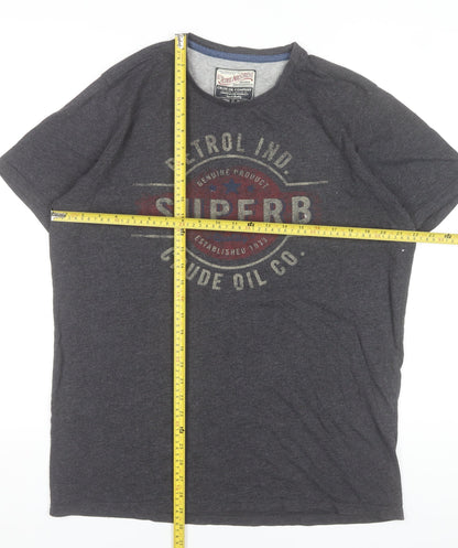 Petrol Industries Men's Grey XL Graphic Retro Crew Neck T-Shirt