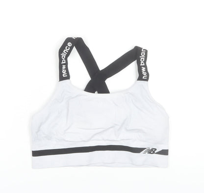 New Balance Womens White 2XL Racerback Sports Bra Top