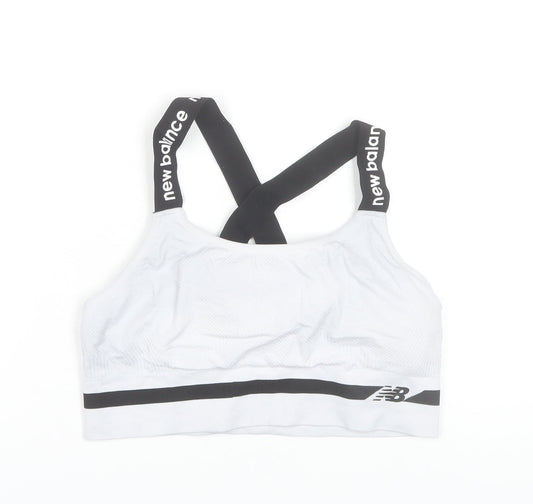 New Balance Womens White 2XL Racerback Sports Bra Top