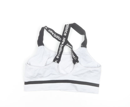 New Balance Womens White 2XL Racerback Sports Bra Top