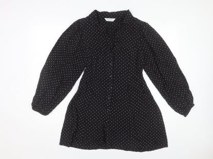 Miss Selfridge Women’s Black Polka Dot Shirt Dress Size 12