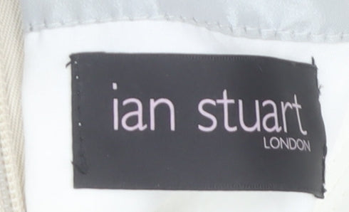 Ian Stuart London Women’s Beige Knee Length Sheath Dress Size 16 Beaded Formal