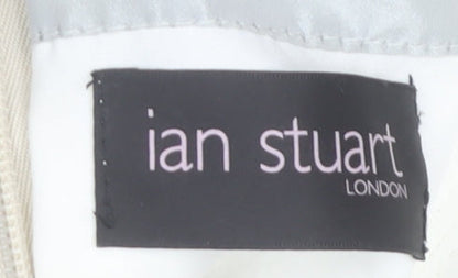Ian Stuart London Women’s Beige Knee Length Sheath Dress Size 16 Beaded Formal