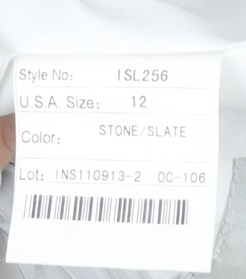 Ian Stuart London Women’s Beige Knee Length Sheath Dress Size 16 Beaded Formal