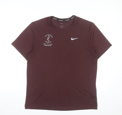 Nike Men's Brown Dri-FIT Running T-Shirt Size M