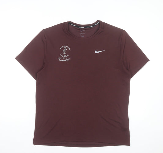 Nike Men's Brown Dri-FIT Running T-Shirt Size M