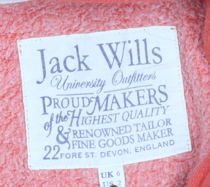 Womens UK Size 6 Jack Wills Red Full Zip Hoodie