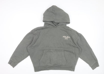 USA Pro Women's Khaki Green Pullover Hoodie Size 8 Cotton 1997 Athl. Club Print