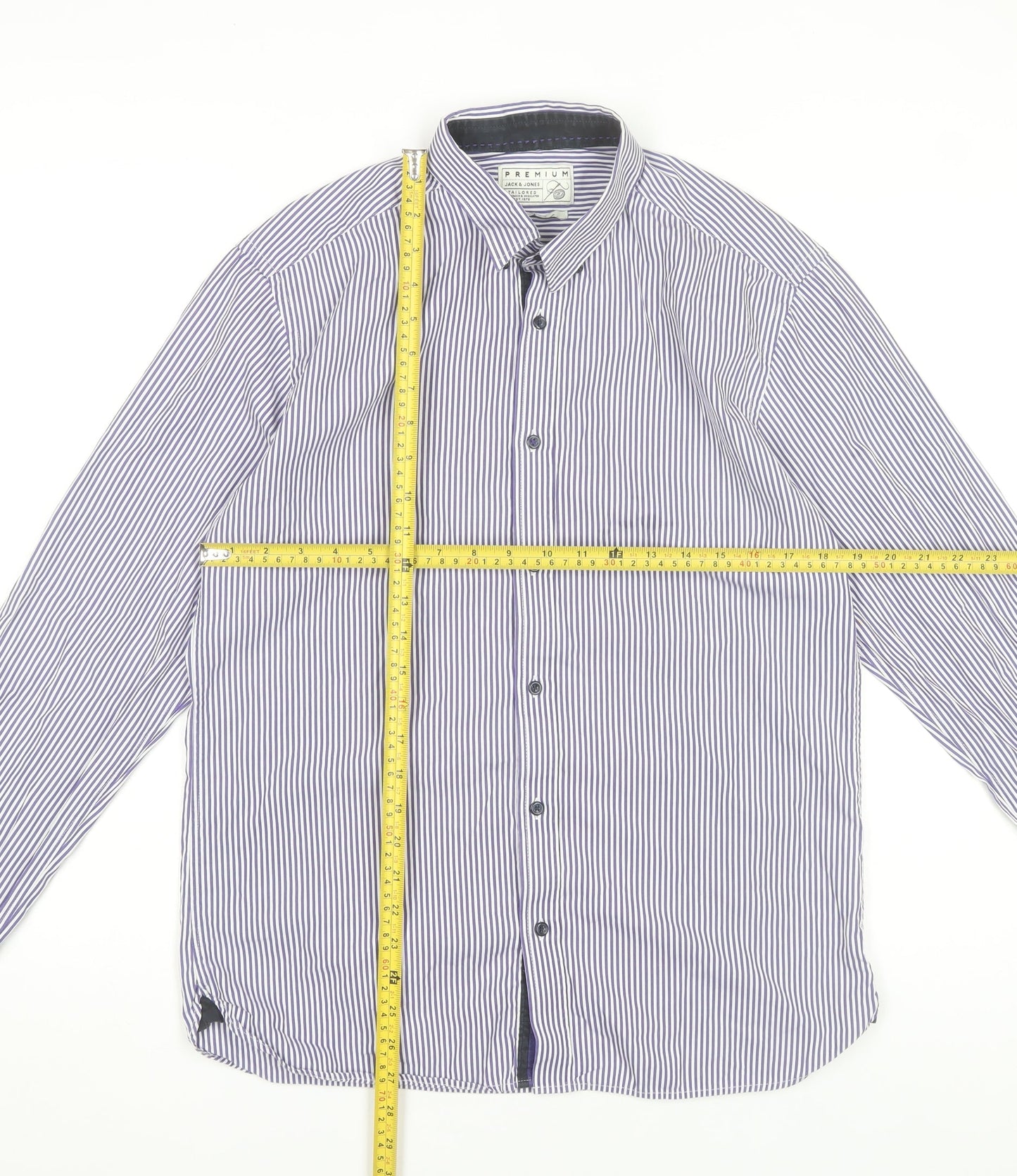 Mens UK Collar Size L JACK & JONES Smart Blue  Dress Shirt