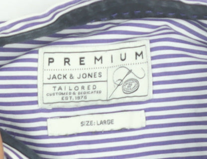 Mens UK Collar Size L JACK & JONES Smart Blue  Dress Shirt