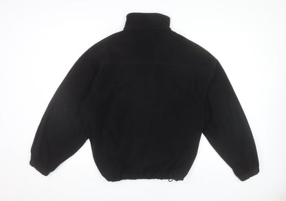 Missguided Women’s Black Fleece Jacket Size 8 Zip Up Logo Casual