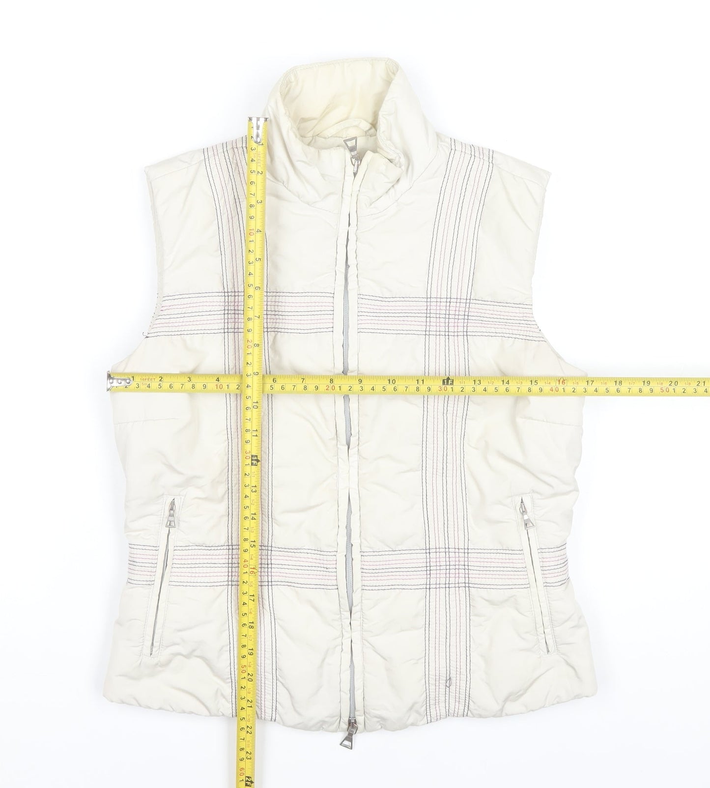 Belfe Womens Ivory Quilted Puffer Waistcoat Size 10