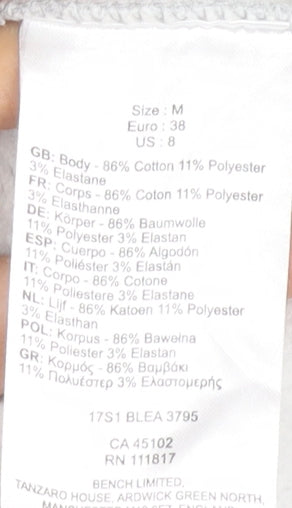 Bench Women's Grey Pullover Sweatshirt M Cotton Blend Casual