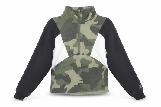 Hollister Women’s Green Camo 1/4 Zip Pullover Sweatshirt Size S