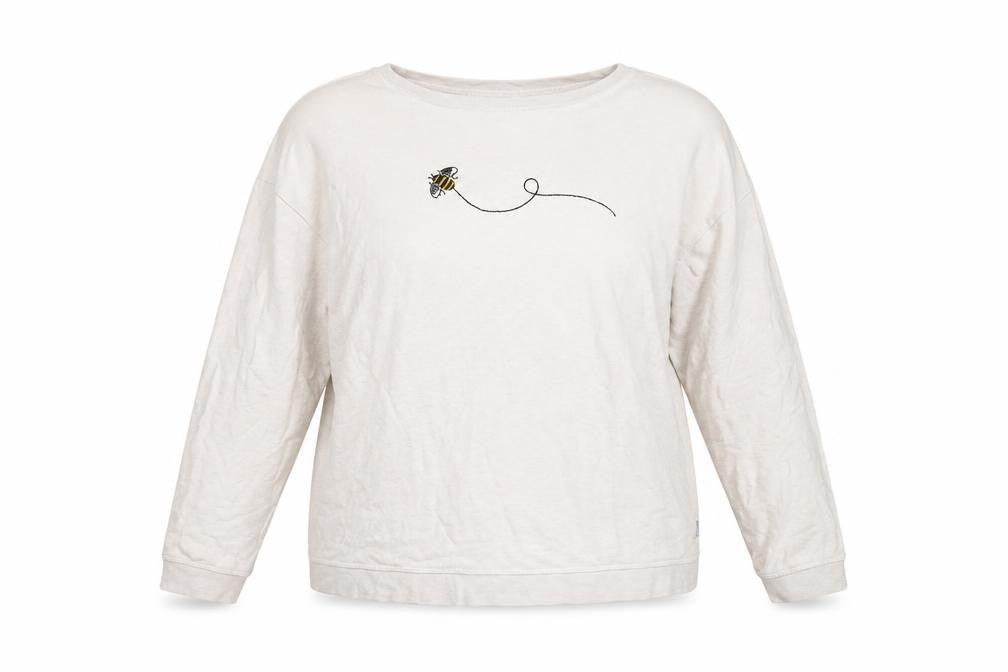 FatFace Women Beige Bee Embroidered Cotton Sweatshirt UK 14