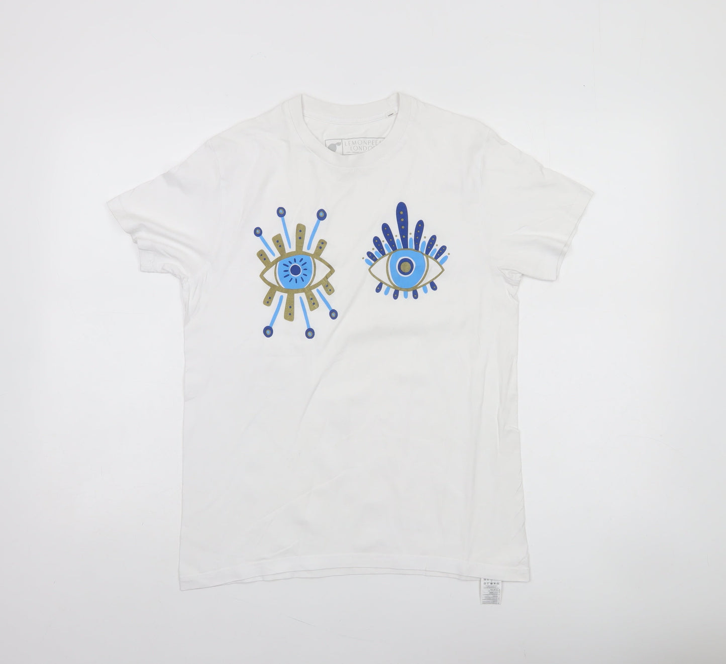 Lemonpeel London Women's White XS Graphic Eye Organic Cotton T-Shirt