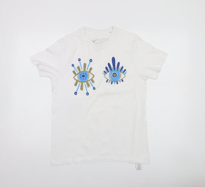 Lemonpeel London Women's White XS Graphic Eye Organic Cotton T-Shirt