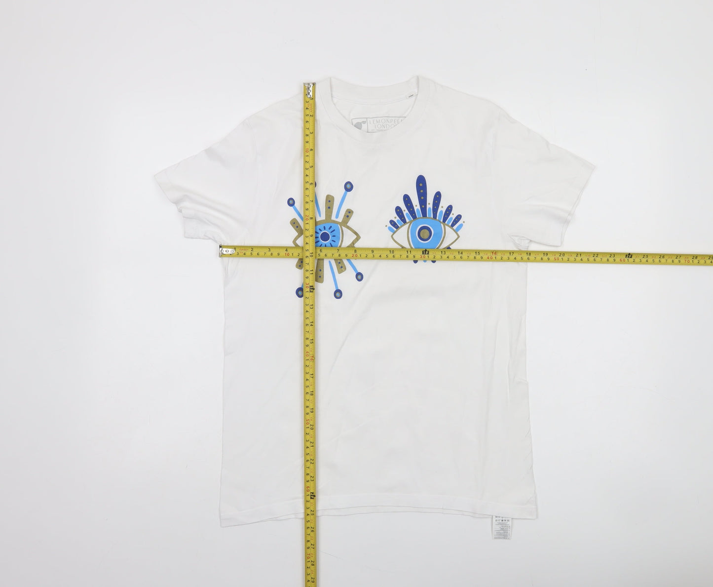Lemonpeel London Women's White XS Graphic Eye Organic Cotton T-Shirt