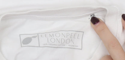 Lemonpeel London Women's White XS Graphic Eye Organic Cotton T-Shirt