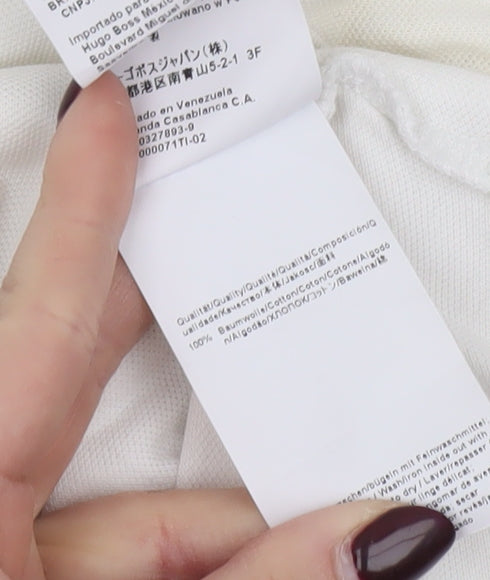 Hugo Boss Men's White Regular Fit Cotton Polo Shirt S