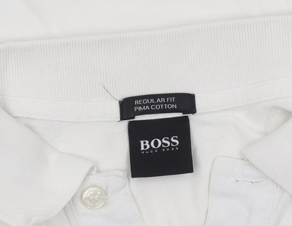 Hugo Boss Men's White Regular Fit Cotton Polo Shirt S