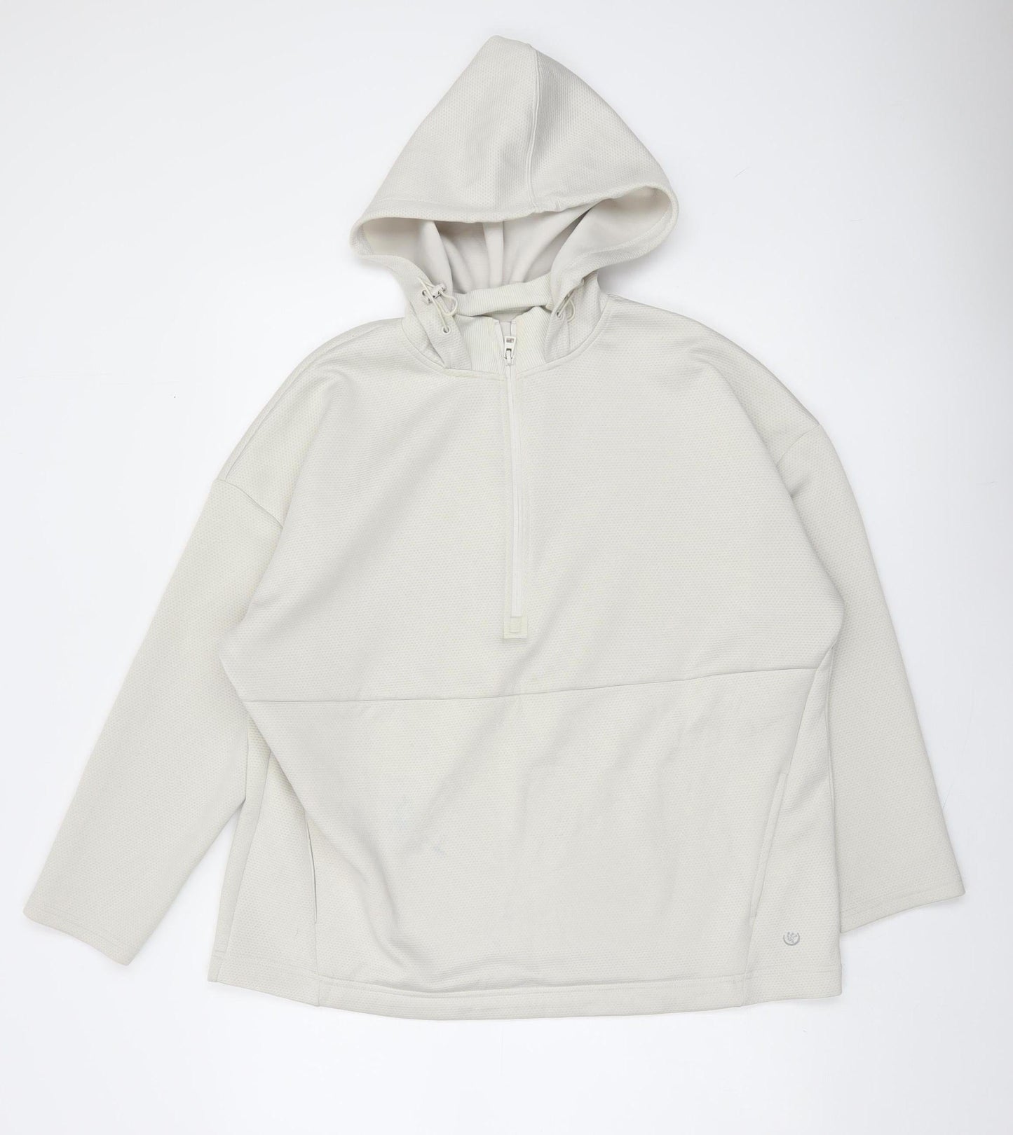 Dunnes Stores Women Ivory Fleece 1/2 Zip Hooded Sweatshirt M