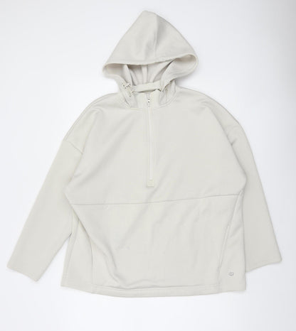 Dunnes Stores Women Ivory Fleece 1/2 Zip Hooded Sweatshirt M