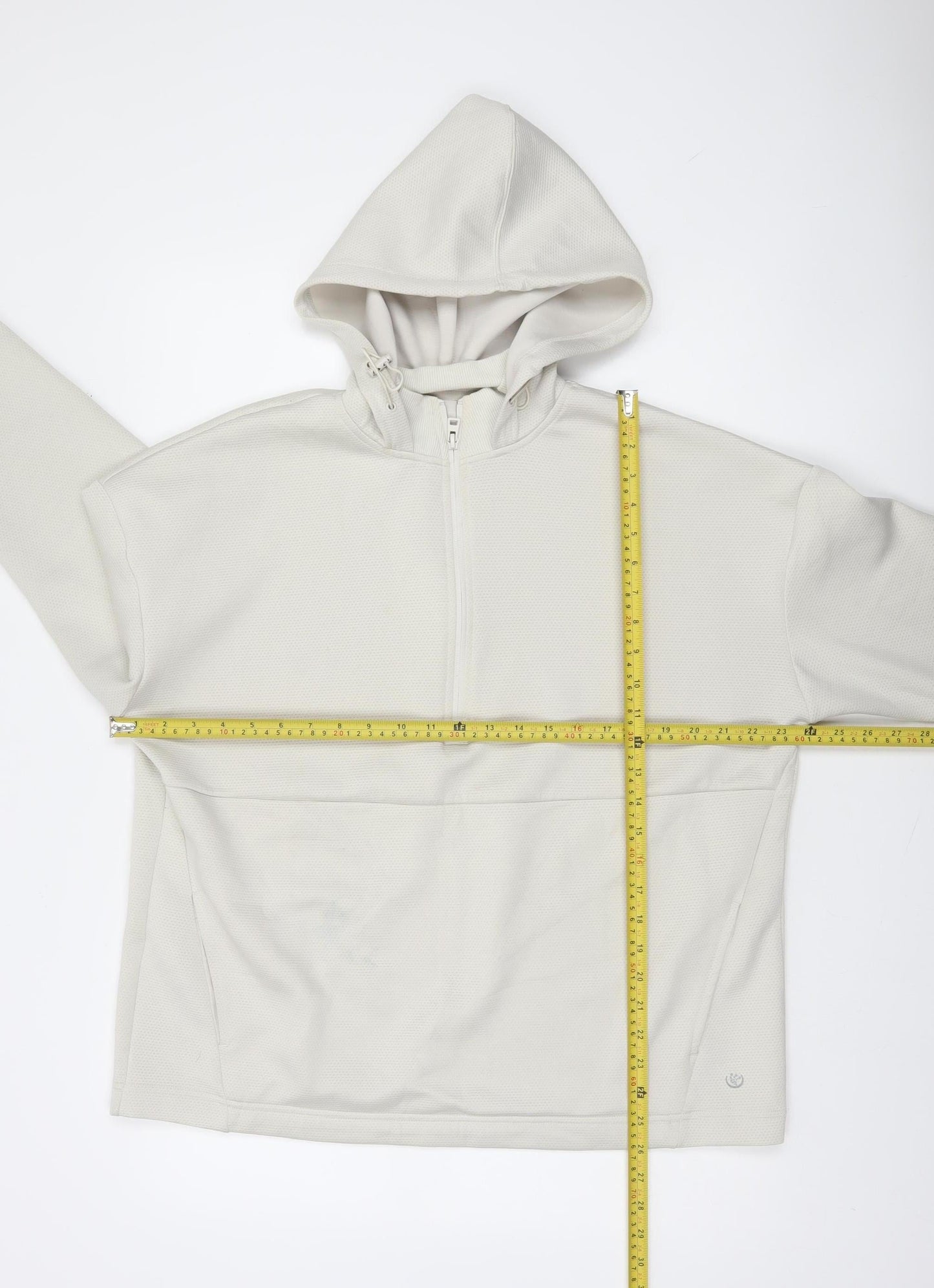 Dunnes Stores Women Ivory Fleece 1/2 Zip Hooded Sweatshirt M