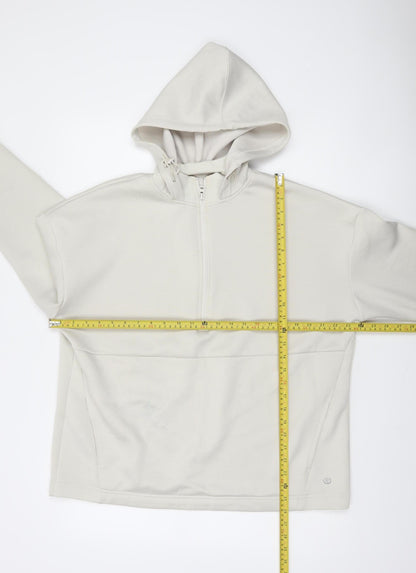 Dunnes Stores Women Ivory Fleece 1/2 Zip Hooded Sweatshirt M