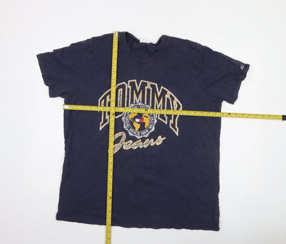 Tommy Jeans Men's Blue 2XL Graphic Logo Short Sleeve Cotton T-Shirt