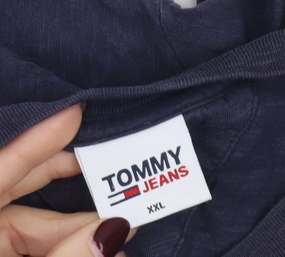 Tommy Jeans Men's Blue 2XL Graphic Logo Short Sleeve Cotton T-Shirt