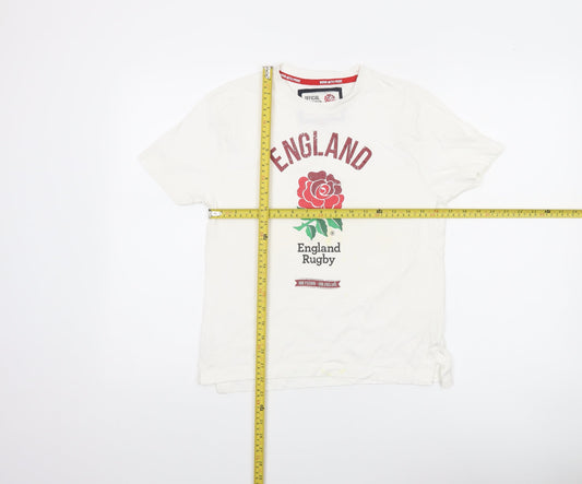 England Rugby Girls White 9-10 Years Graphic Cotton T-Shirt
