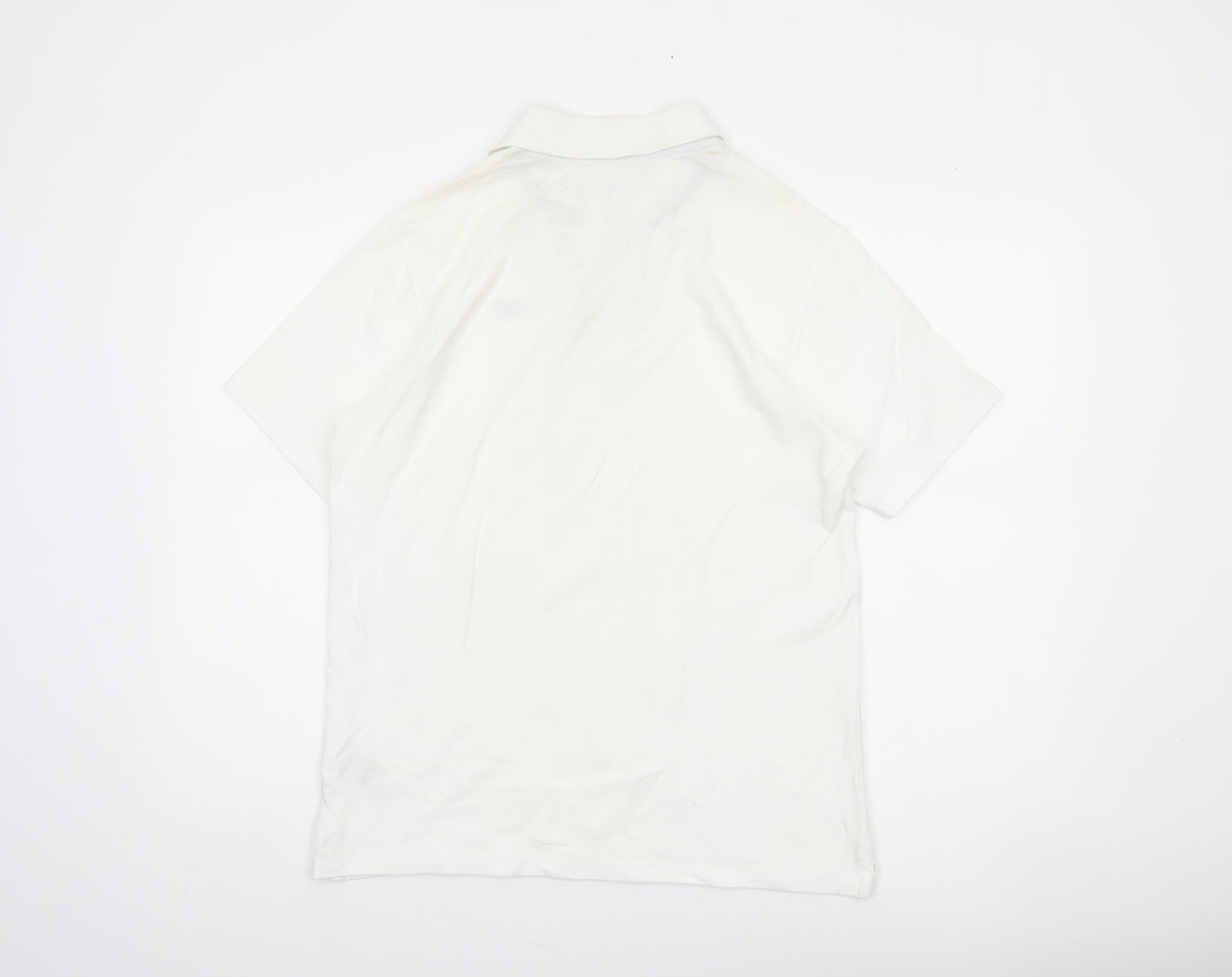 New Balance Men's White Short Sleeve Polo Shirt Size M Cotton Blend