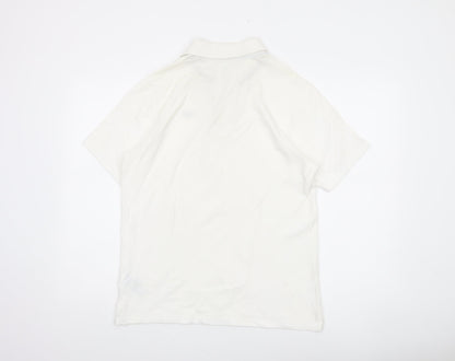 New Balance Men's White Short Sleeve Polo Shirt Size M Cotton Blend