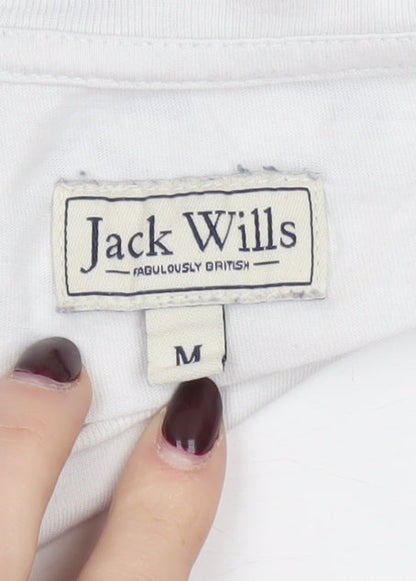 Jack Wills Men's White Crew Neck Cotton Graphic T-Shirt M