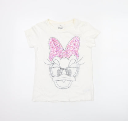 Next Girls White Minnie Mouse Sequin Graphic T-Shirt Age 10 Years