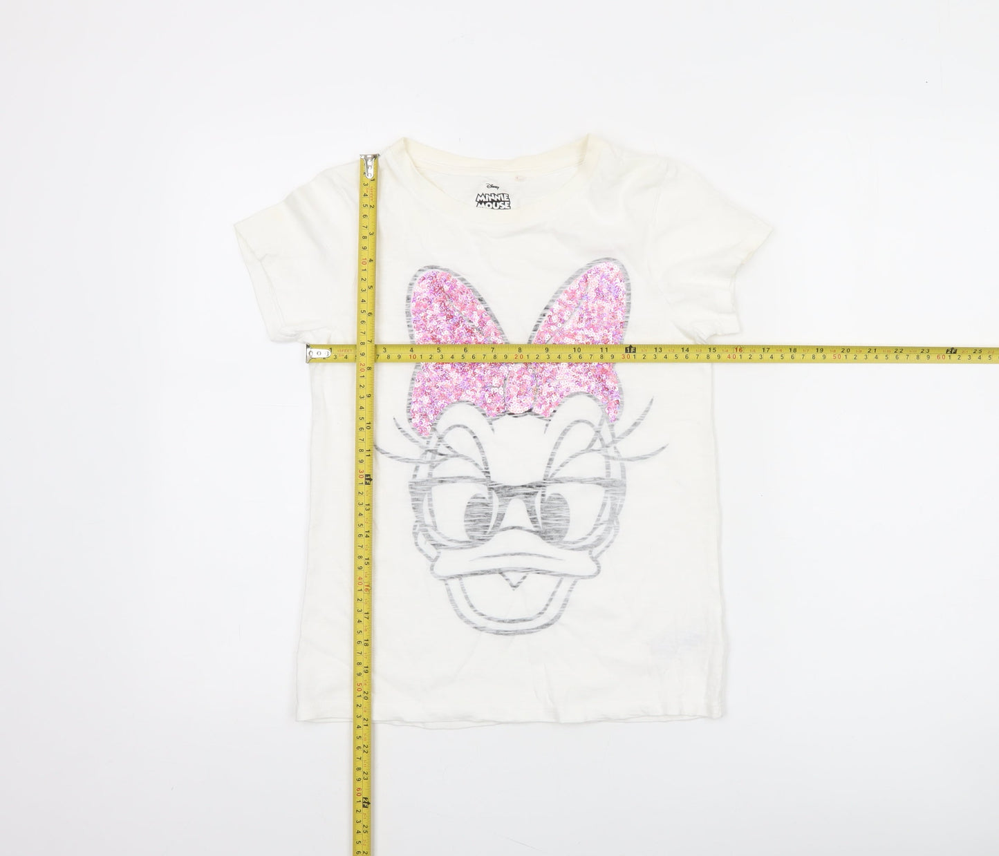 Next Girls White Minnie Mouse Sequin Graphic T-Shirt Age 10 Years