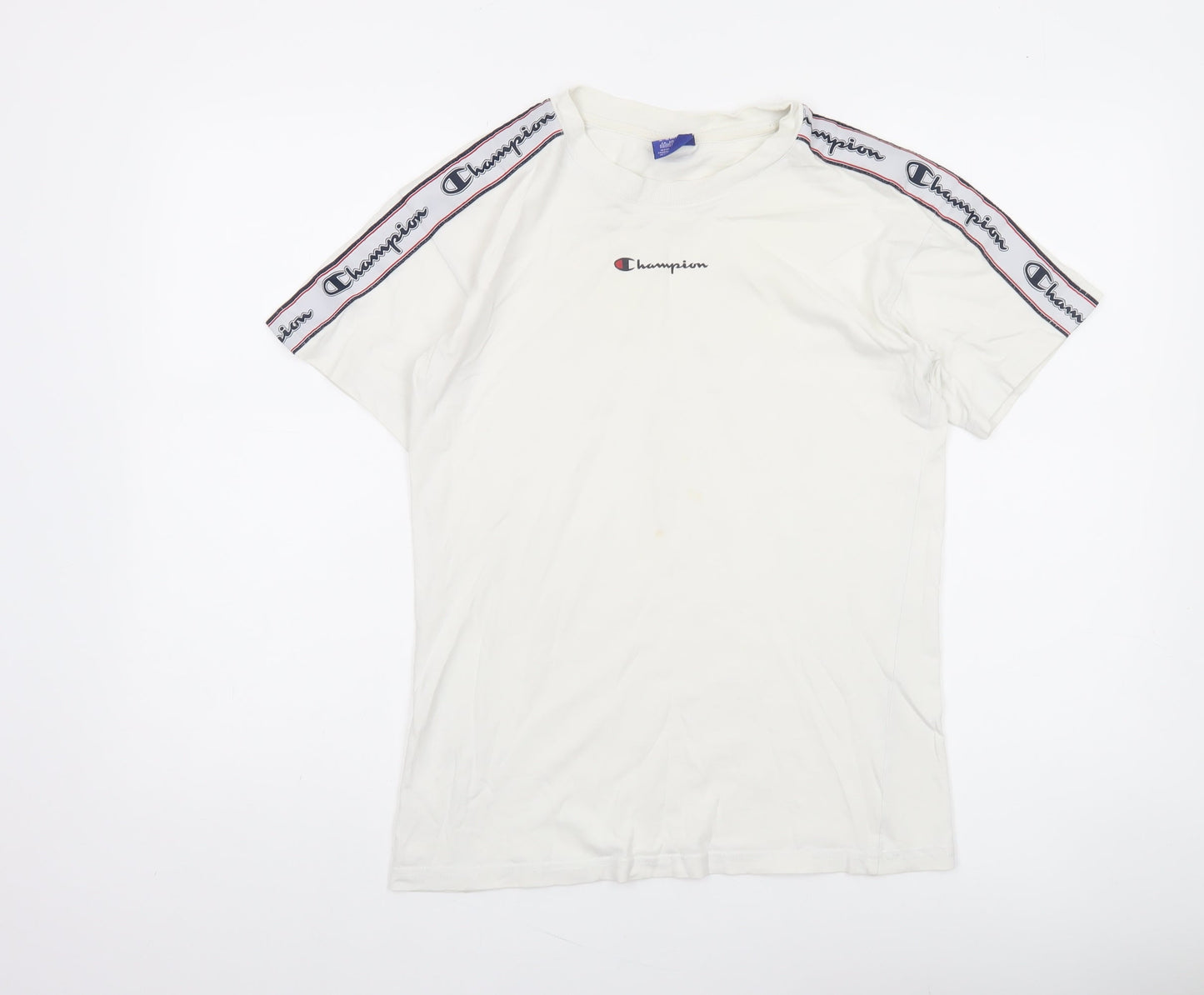 Champion Womens White XS Logo Tape Short Sleeve T-Shirt